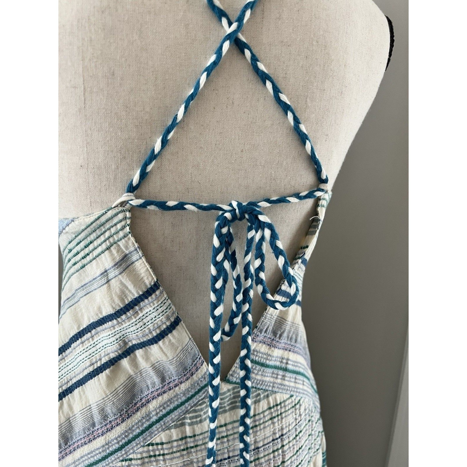 Odile Josefin Halter Maxi Dress Size 1 (Xs/S) Green & Blue Excellent Condition! — image 7 of 8